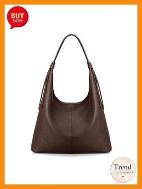 Genuine Leather Slouchy Hobo Tote Handbag with Tassel